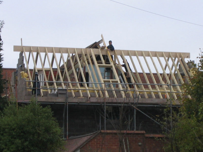 House extension roof under construction. Bournemouth house extension by TP Carpentry